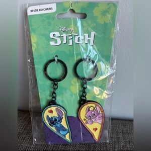 Disney Stitch Blue and Purple Heart Keychains